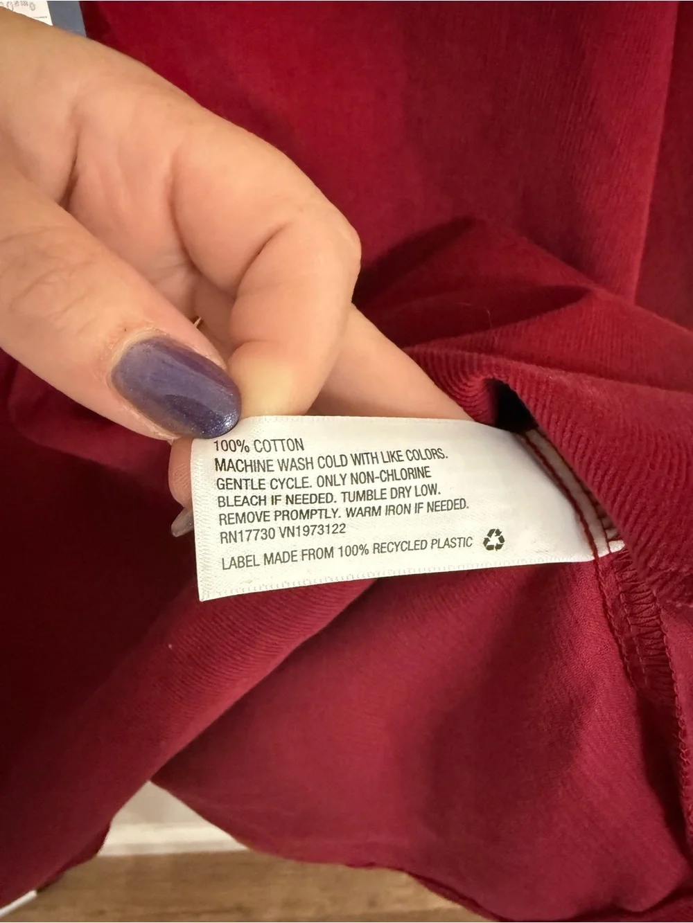 NWT Universal Thread Red Corduroy Popover Blouse Size Medium 100% Cotton